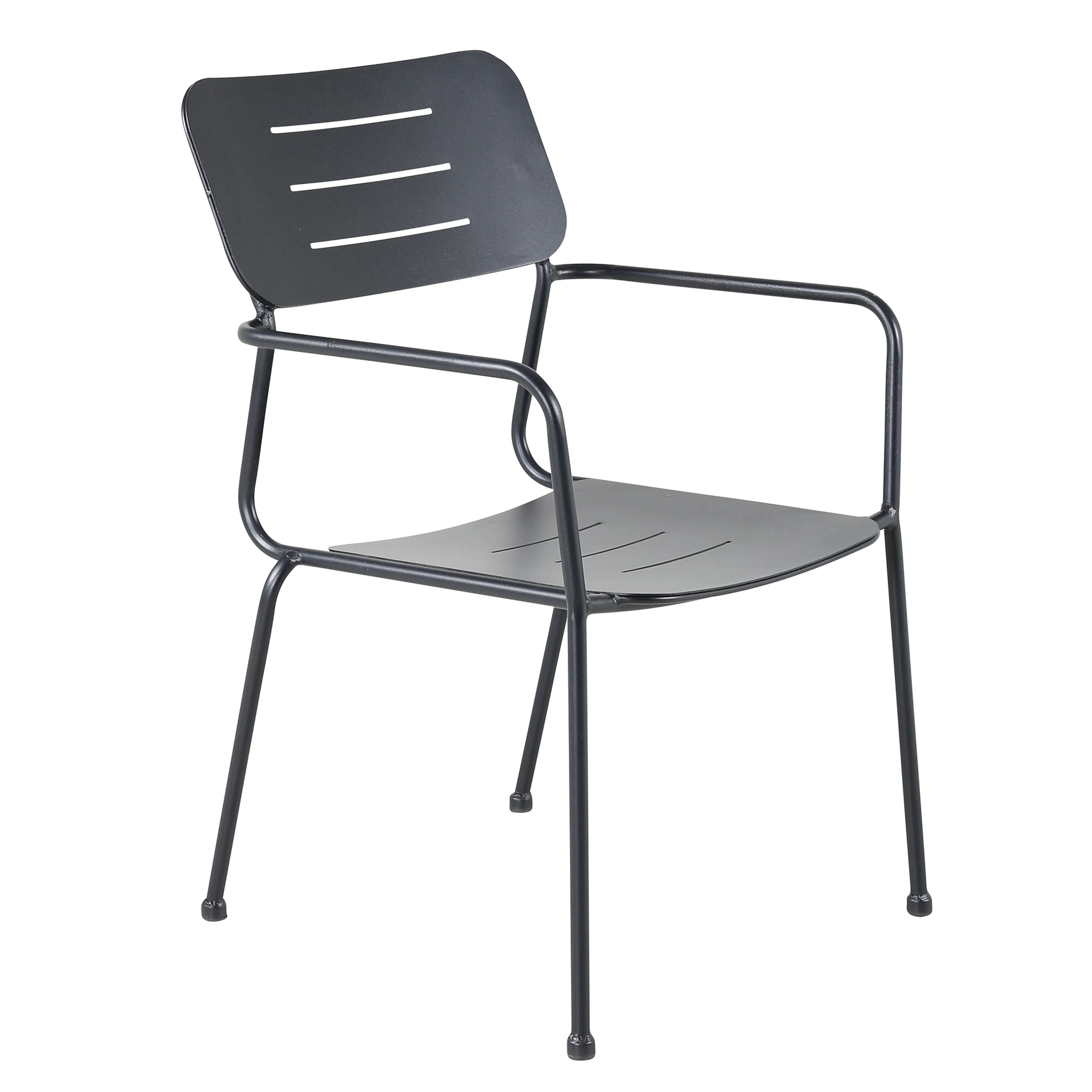 Nicke Dining chair w. armrest - Black Steel Svart