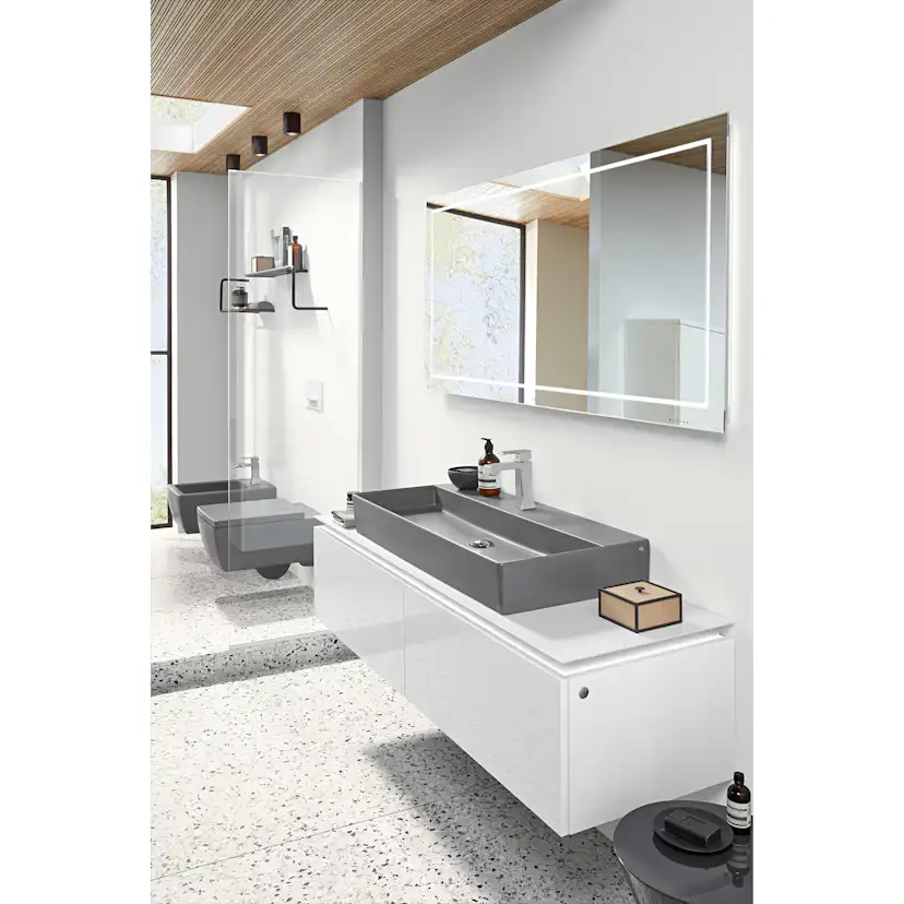 Tvättställ villeroy & Boch Memento 2.0 4A22A4RW Stenvit CeramicPlus, Med Bräddavlopp, 1000 mm, Med 2 Blandarhål, för Två Enhålsblandare