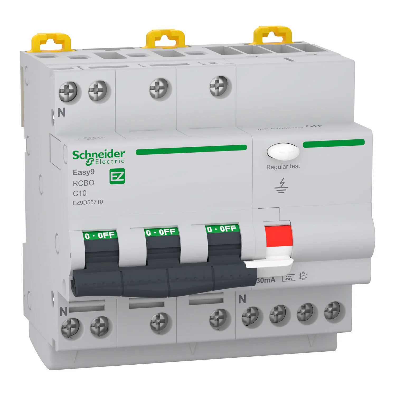 Personskyddsbrytare Schneider Electric Easy9 3-polig + N C10A 30 mA A