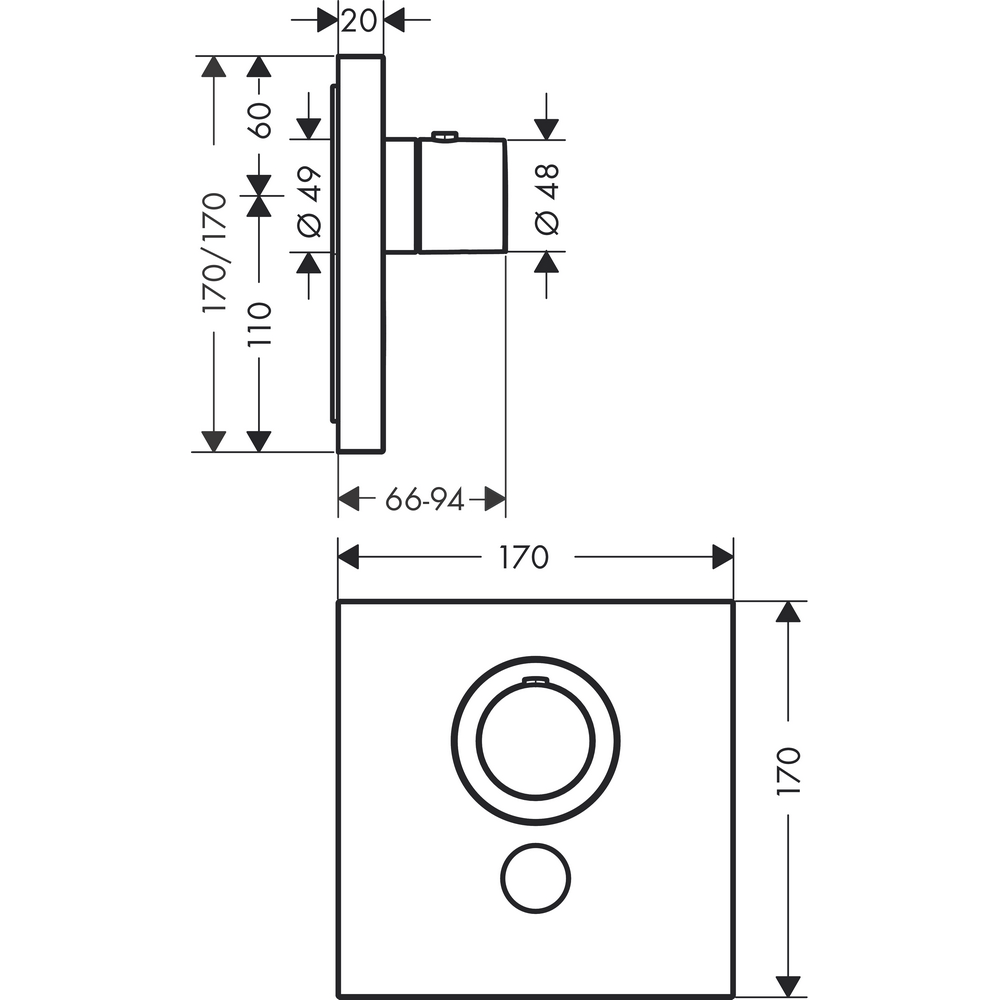 Inbyggnadsblandare Axor ShowerSelect Square 1-utlopp Highflow