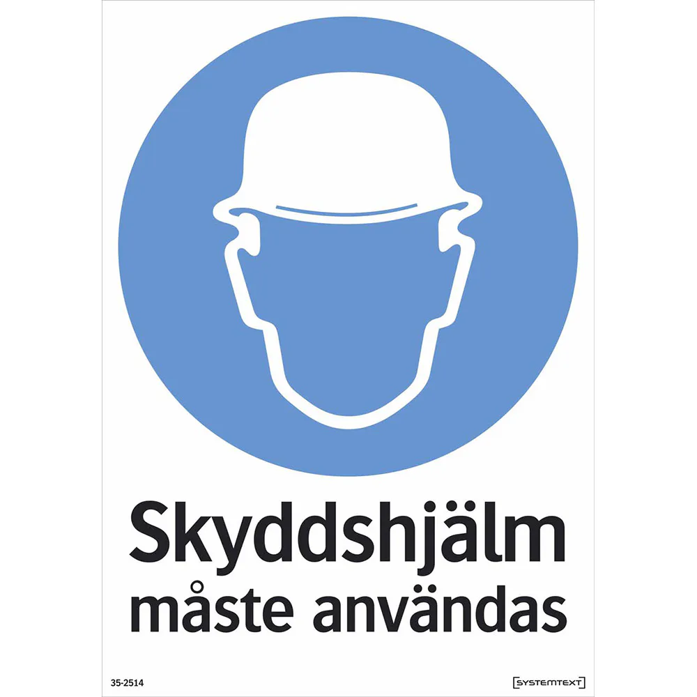 Skylt Systemtext Skyddshjälm 210x297 mm Plast
