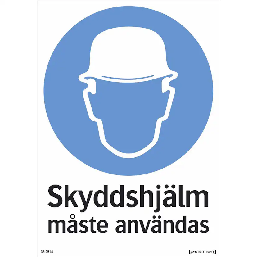 Skylt Systemtext Skyddshjälm 210x297 mm Plast
