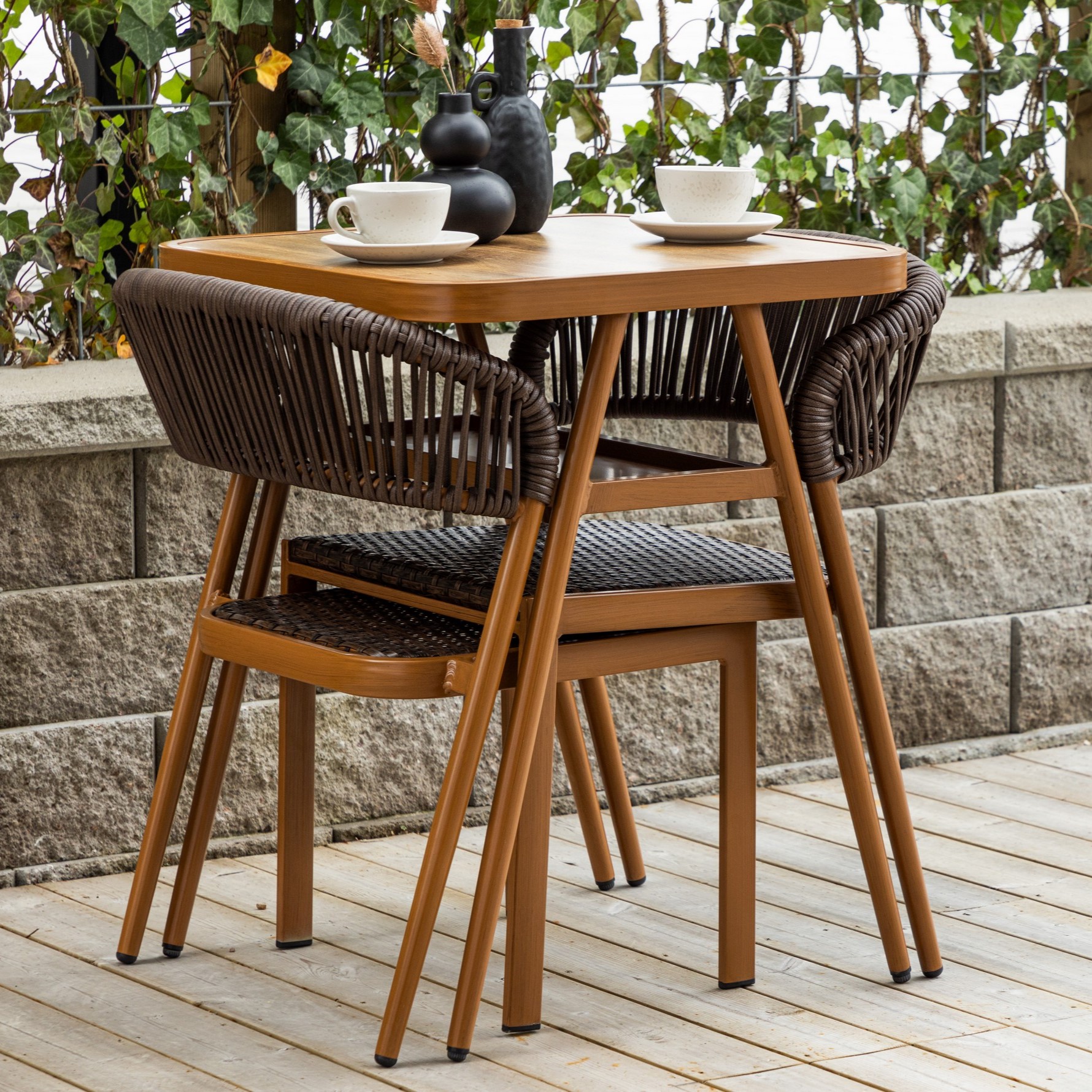 Caféset Venture Home Amadora Trädgårdsgrupp i Brun Aluminium