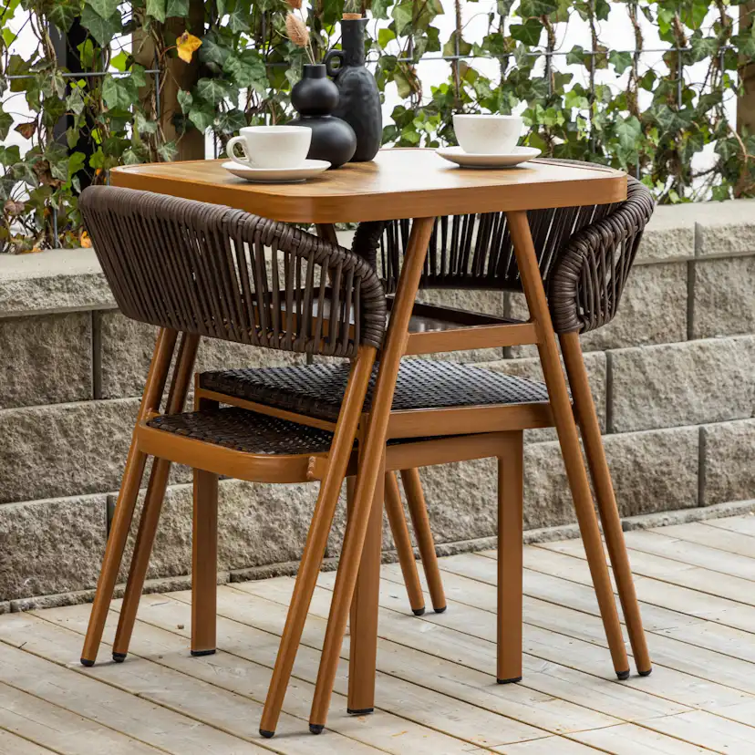 Caféset Venture Home Amadora Trädgårdsgrupp i Brun Aluminium