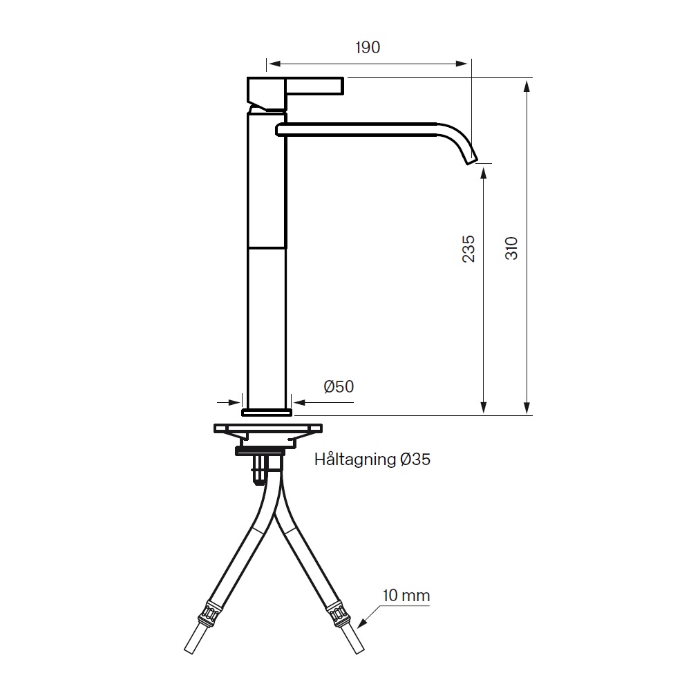 Tvättställsblandare Tapwell ARM081 Hög Pip