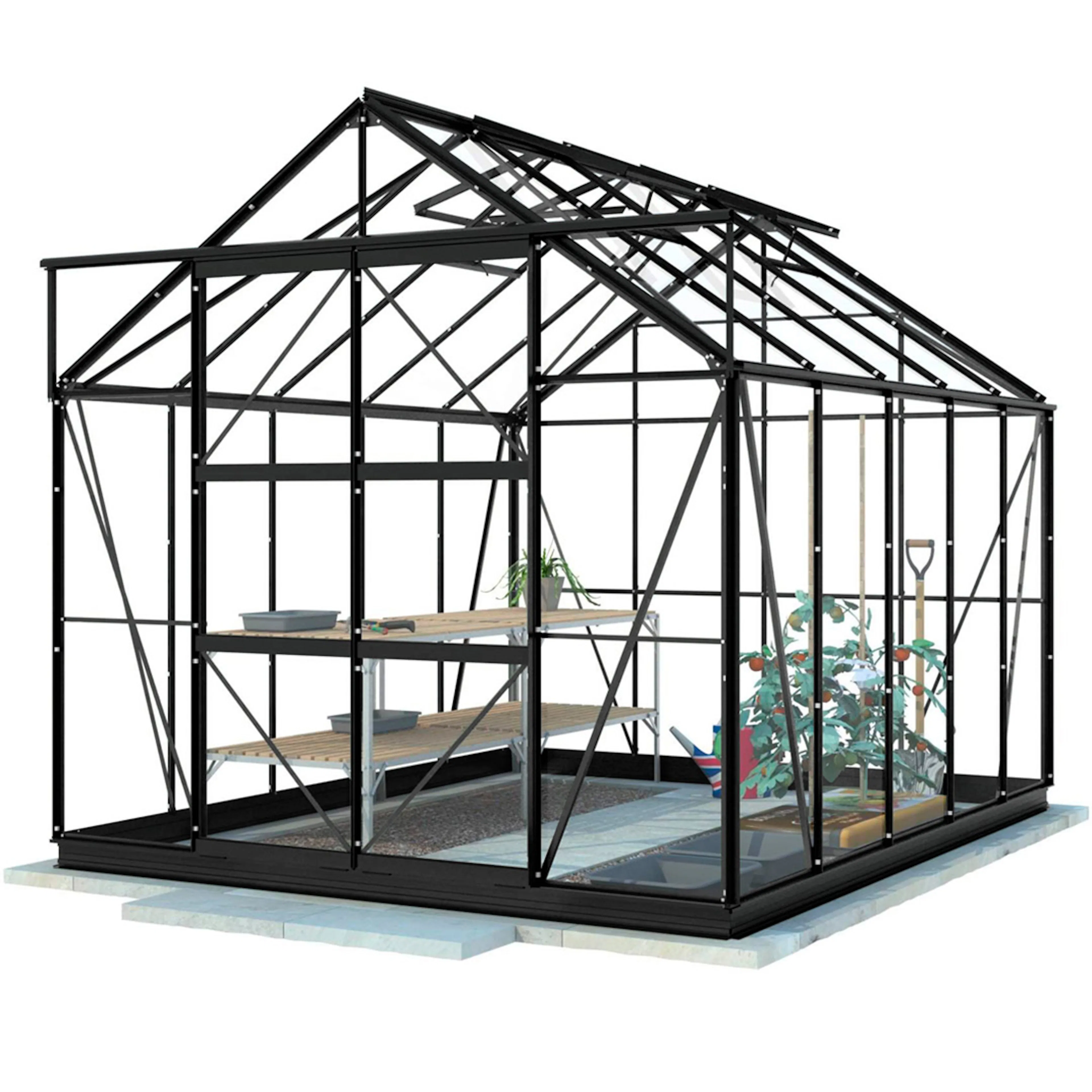 Växthus Lykke Hybrid 82 m2 Svart