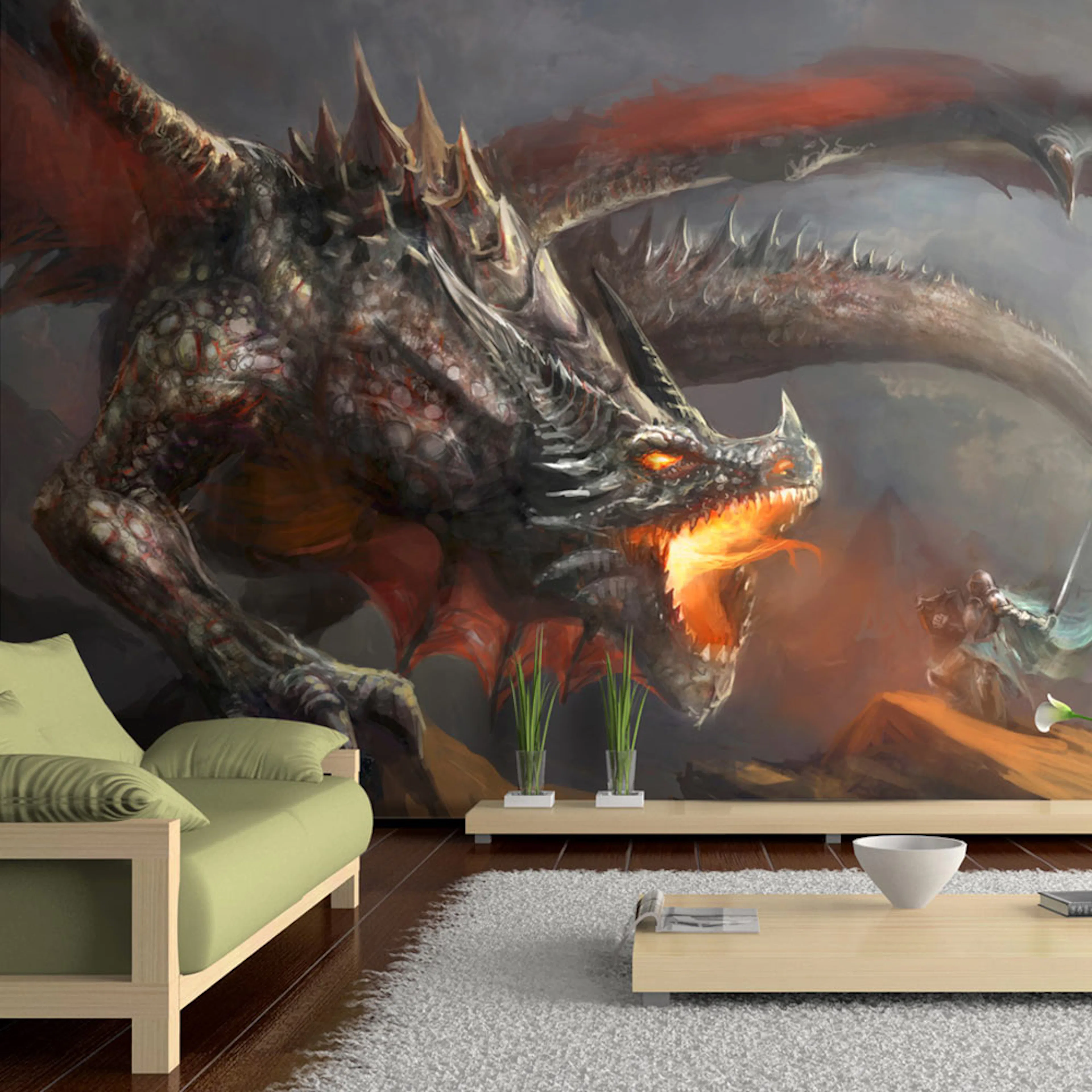 Fototapet Arkiio Självhäftande Dragon Fire