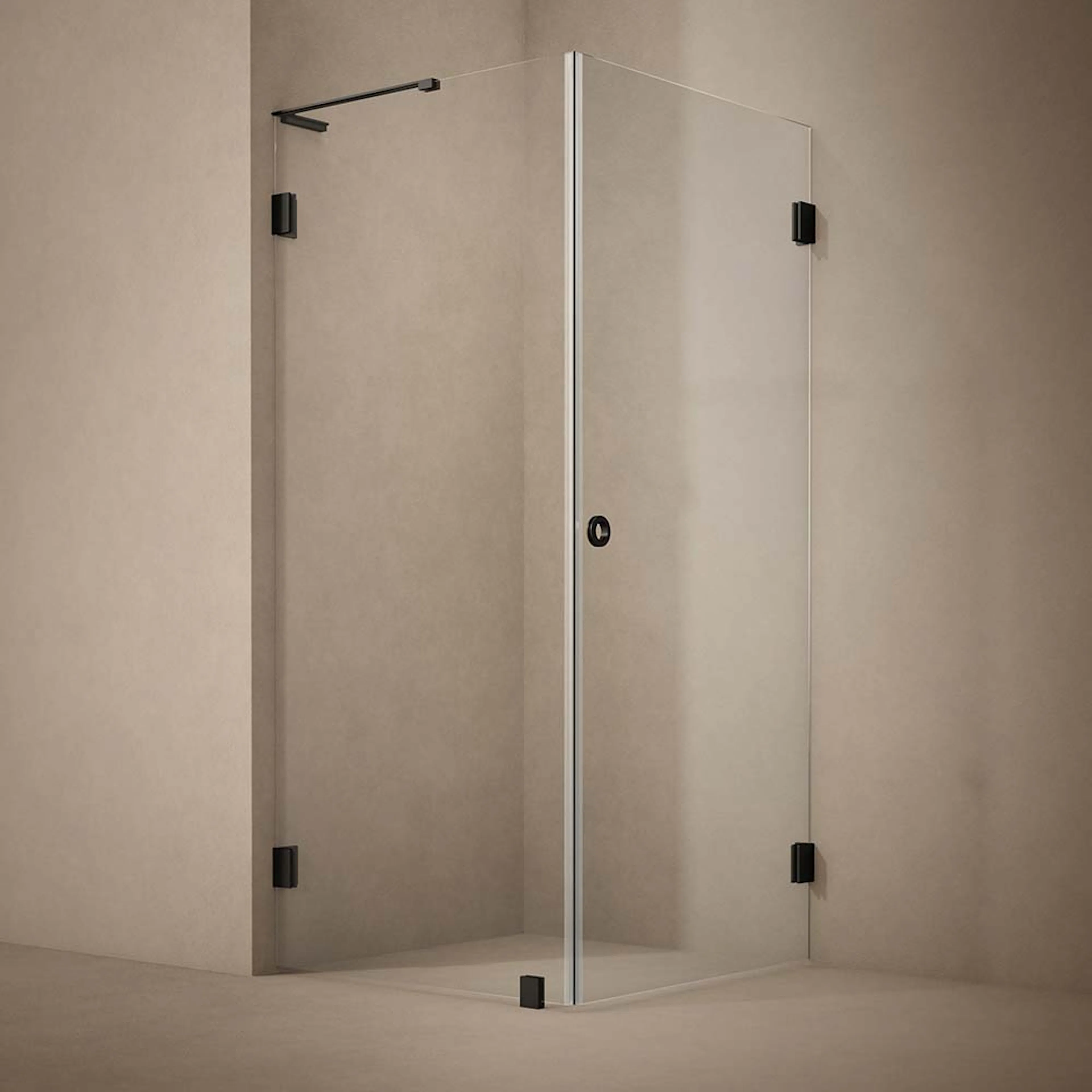 DUSCHHÖRN COMBI LYNX KLARGLAS 80X80 CM SVART 800x800 mm, Klarglas, Mattsvart