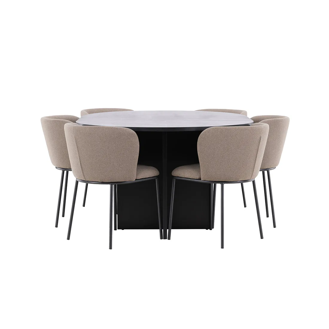 Strada Table - Black with 6 Edina Chair - Black / Brown Färg: Svart