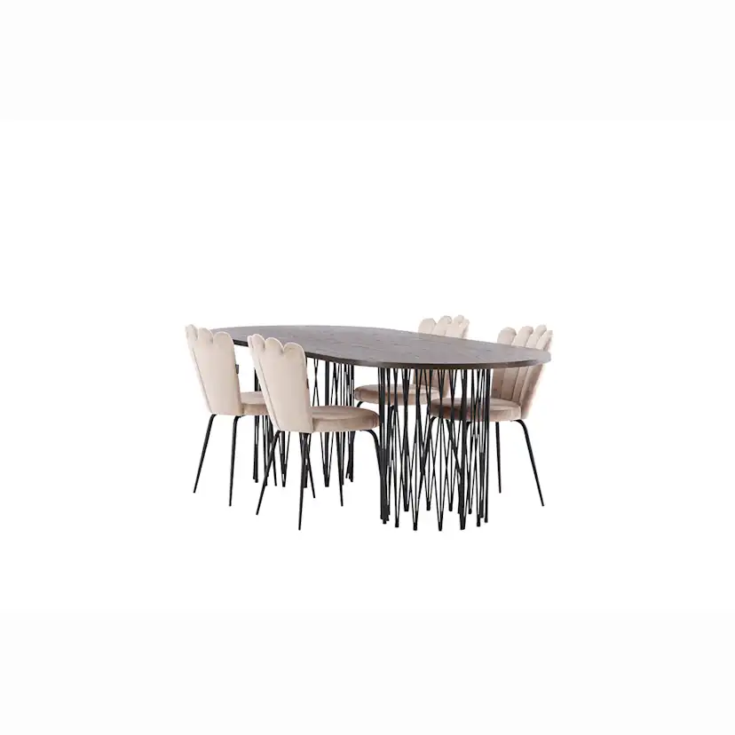 Matgrupp furniture/fashion Stone med 4 Limhamn Light Stolar