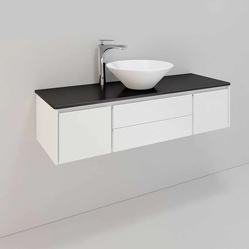 Tvättställsskåp Noro Lifestyle Concept 1200C Vit, 4 lådor, L BxH: 120x34,5 cm, 4 lådor, Centrerat Tvättställ