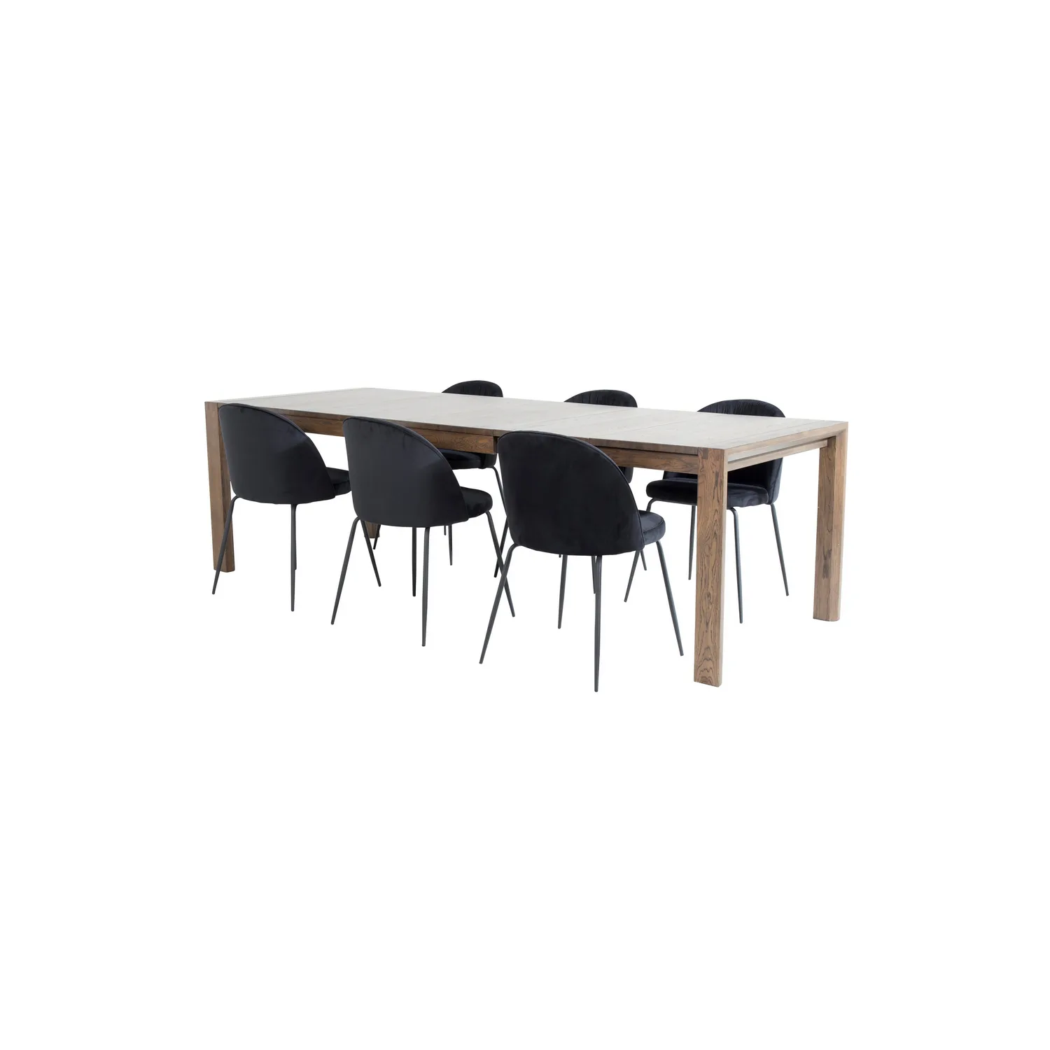 Slider Extention Table - Smoked Oak+Wrinkles Dining Chair Mörk Ek/Svart