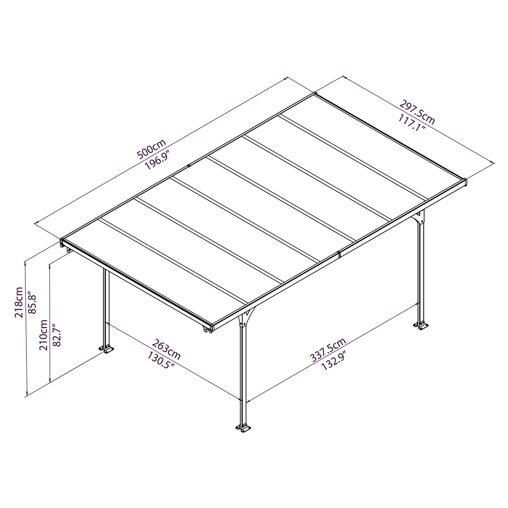 Carport Canopia by Palram Verona 5000 Grå Höjd 218cm