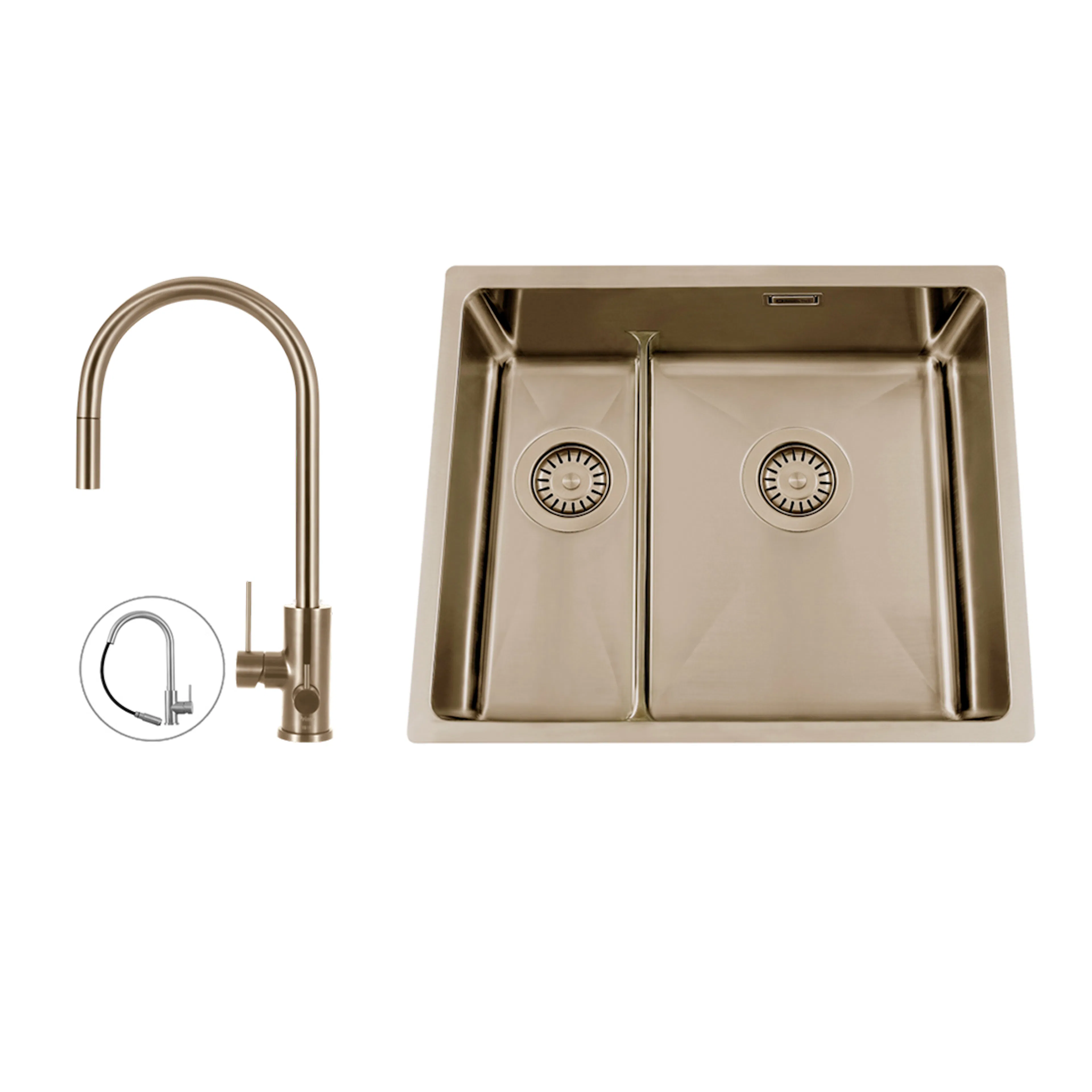 Disklåda Nordic Tech Titan 53 KHX Nickel med Köksblandare Steel Accent D