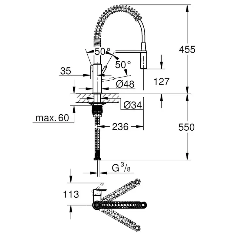 Köksblandare Grohe Get 30361 Engreppsblandare med Svängbar Pip & SpeedClean