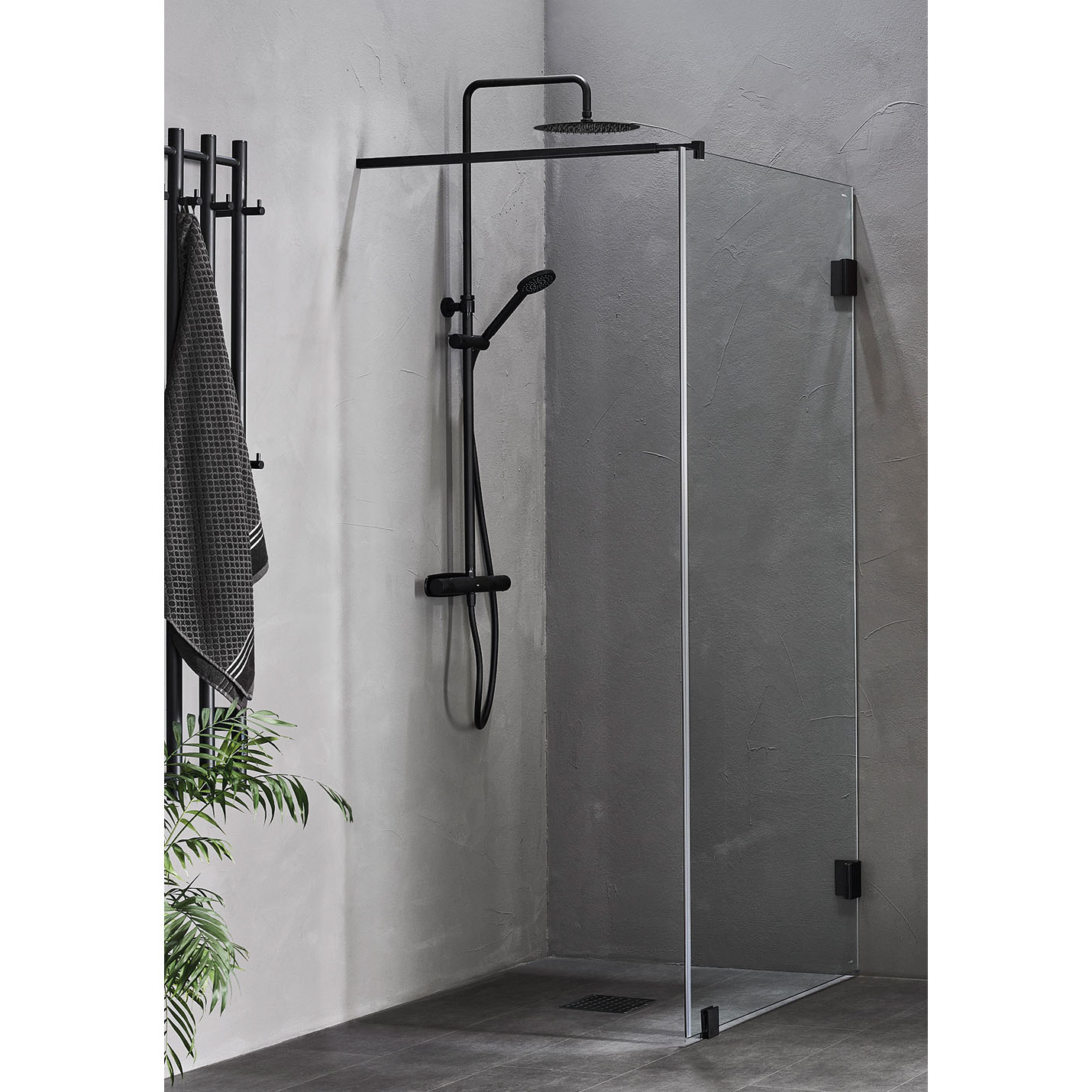 DUSCHVÄGG INFINITY 80 SVART Svart , Bredd: 784 mm