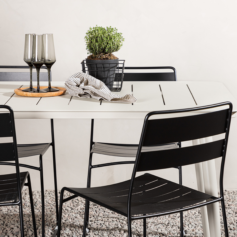Lina Dining Table - Beige - 200*90 _1+ Lina Dining Chair - B Beige/Svart