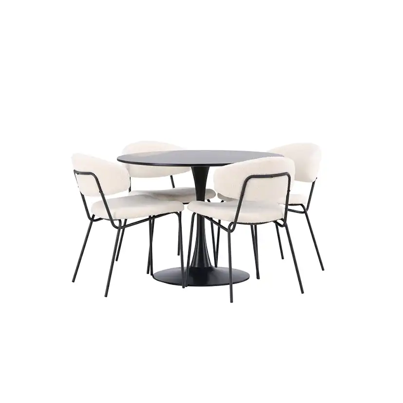 Matgrupp Venture Home Glade Ø 100 cm med 4 Chico Stolar