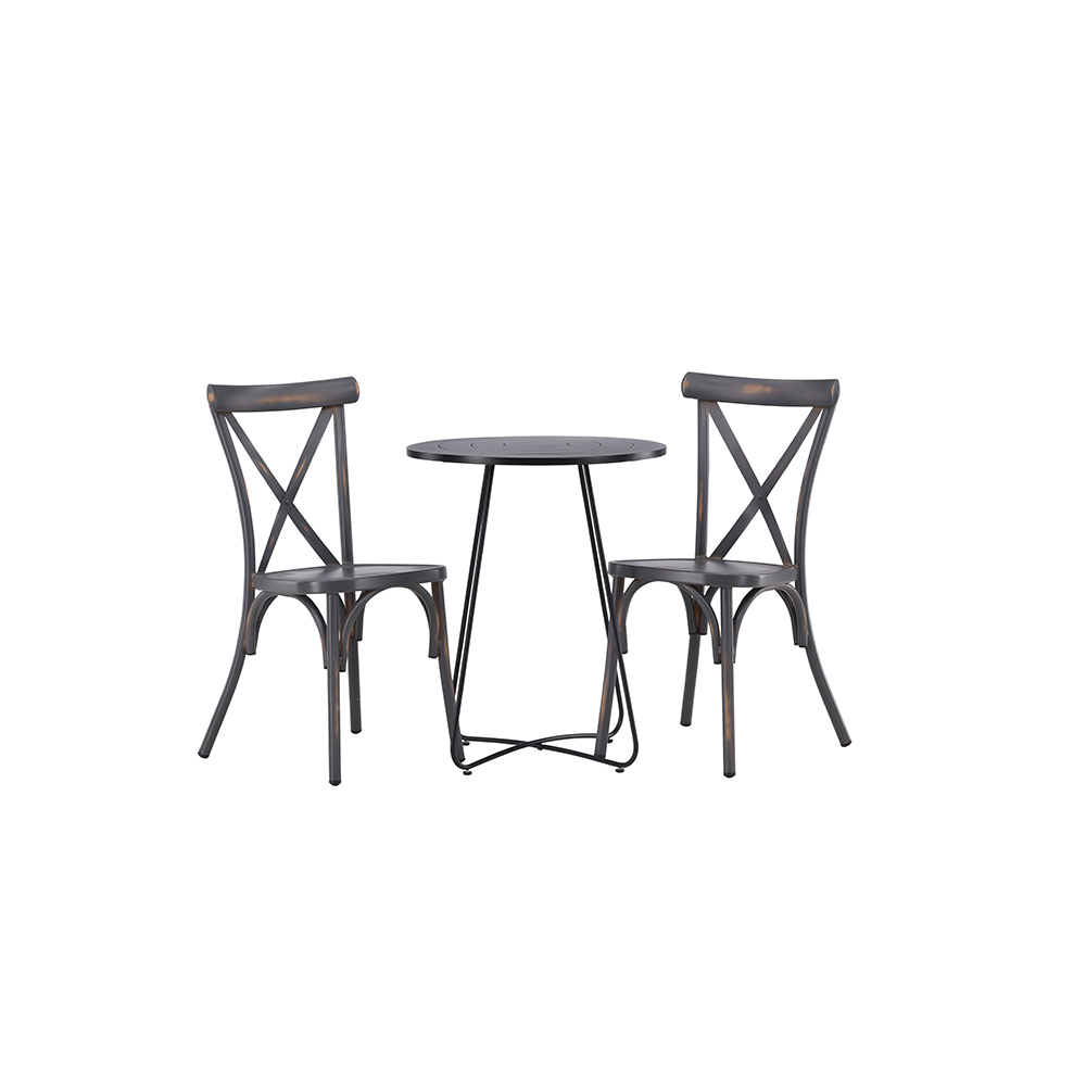 Bacong Cafetable Stål - Black / Round ø60** +Tablas Diningch Svart, Mörkgrå