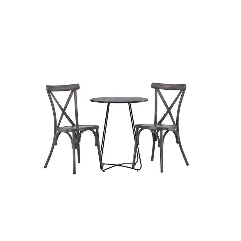 Bacong Cafetable Stål - Black / Round ø60** +Tablas Diningch Svart, Mörkgrå