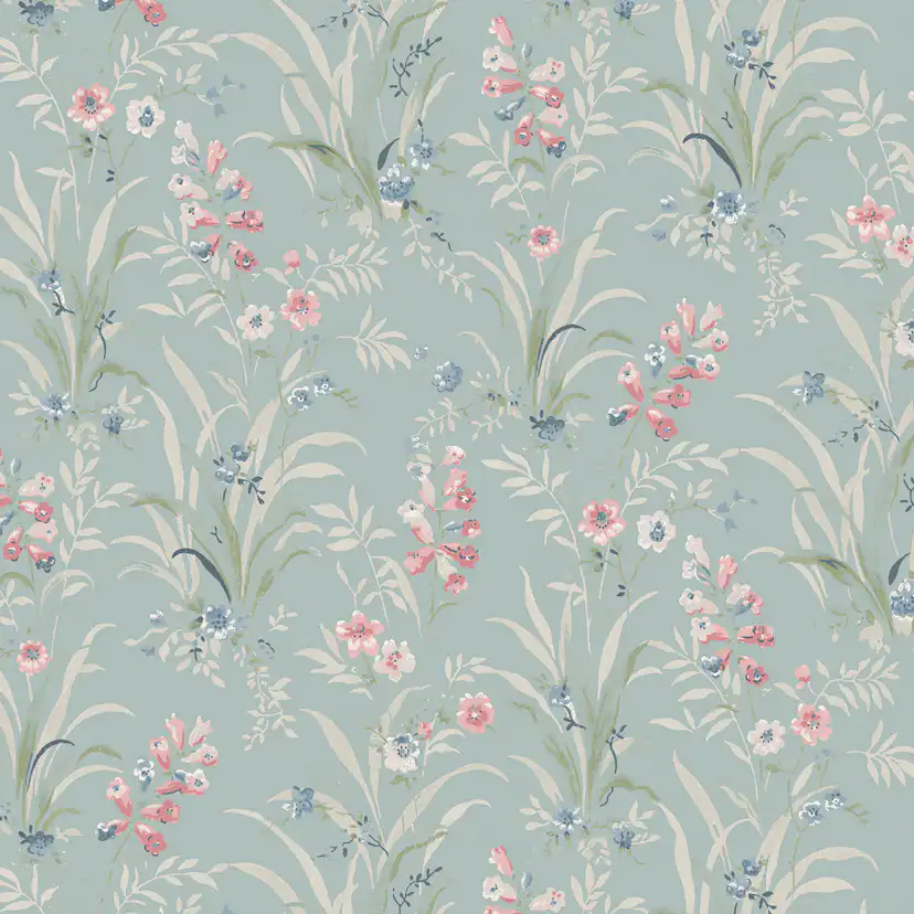 Tapet Laura Ashley Mosedale Posy Dark Duck Egg Blå 122751