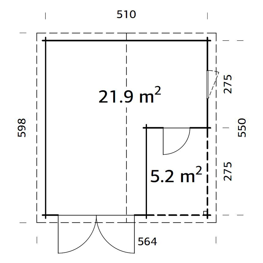 Garage Palmako Roger 21,9 m2 med Slagport