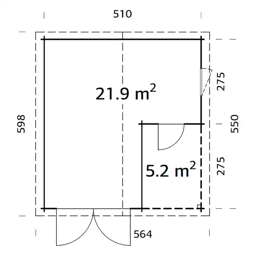Garage Palmako Roger 21,9 m2 med Slagport