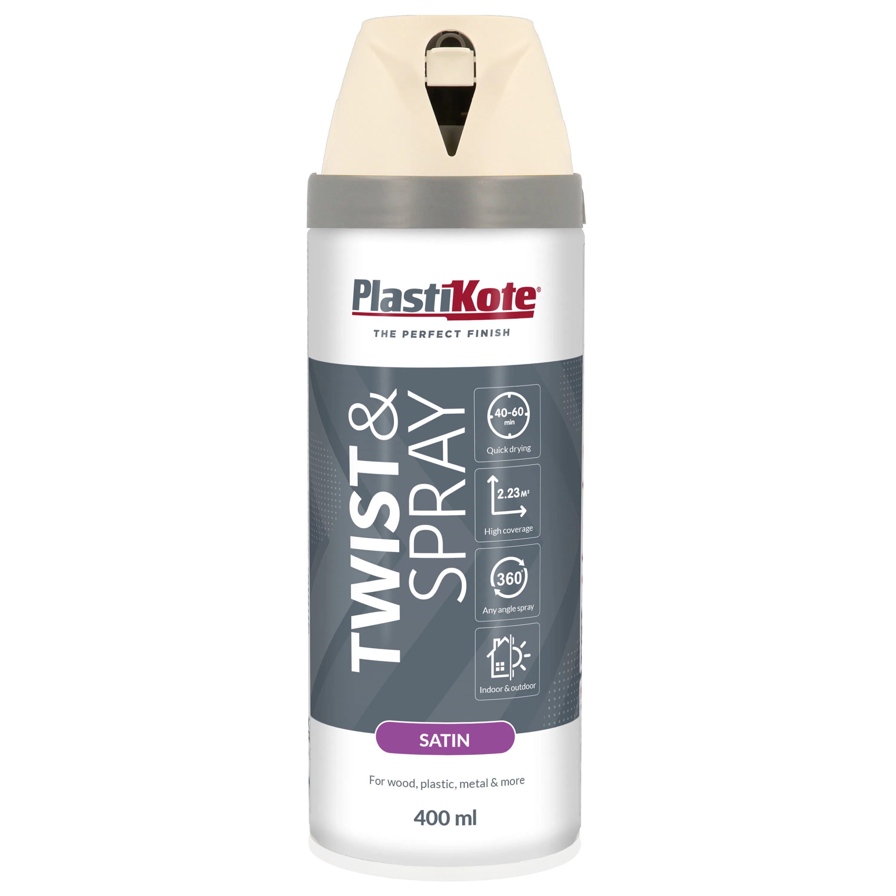 Sprayfärg Plasti-koteT&S Vit Halvblank 400 ml