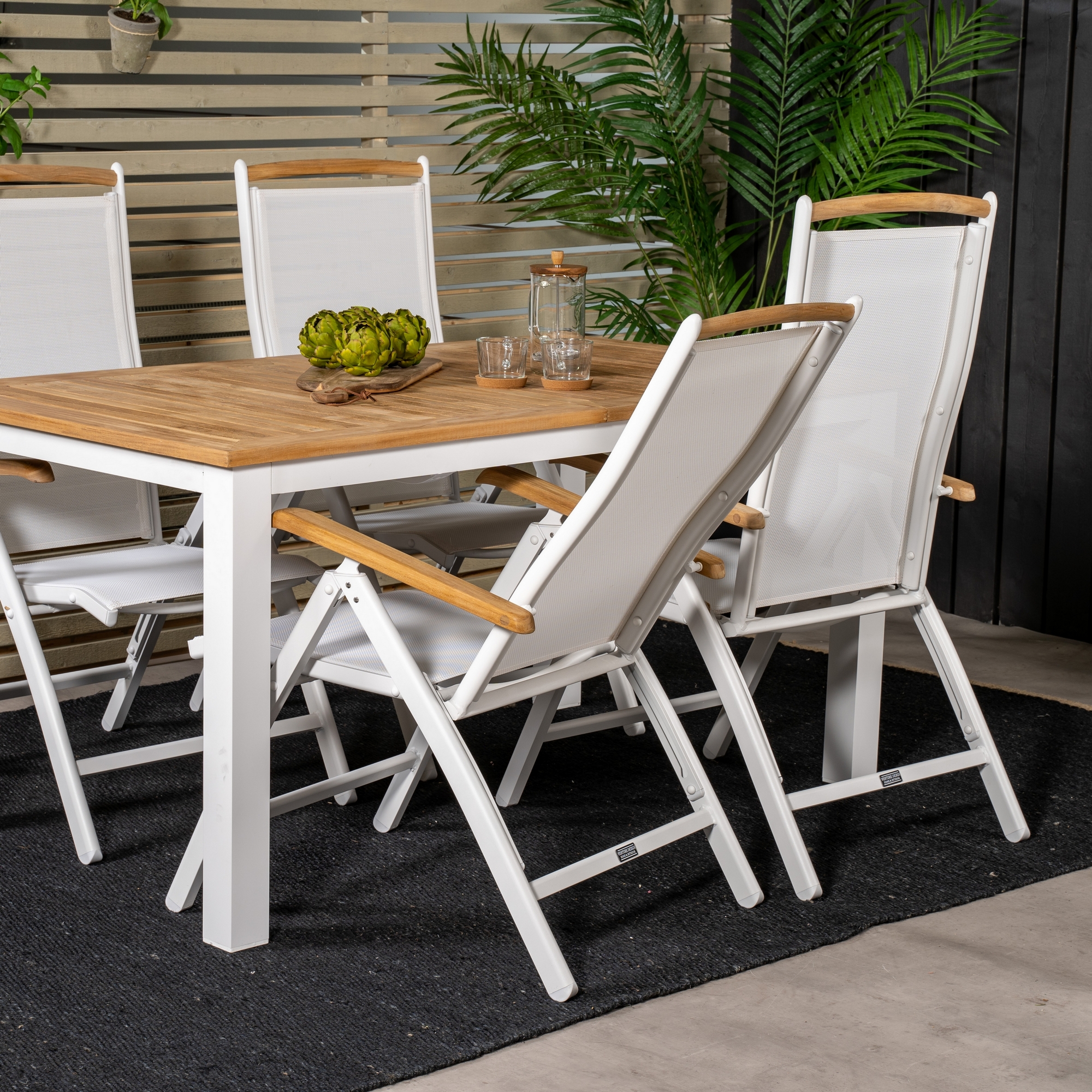 Panama Dining Table 152/210*90 - White Alu / Teak+Panama Cha Blanka Ben