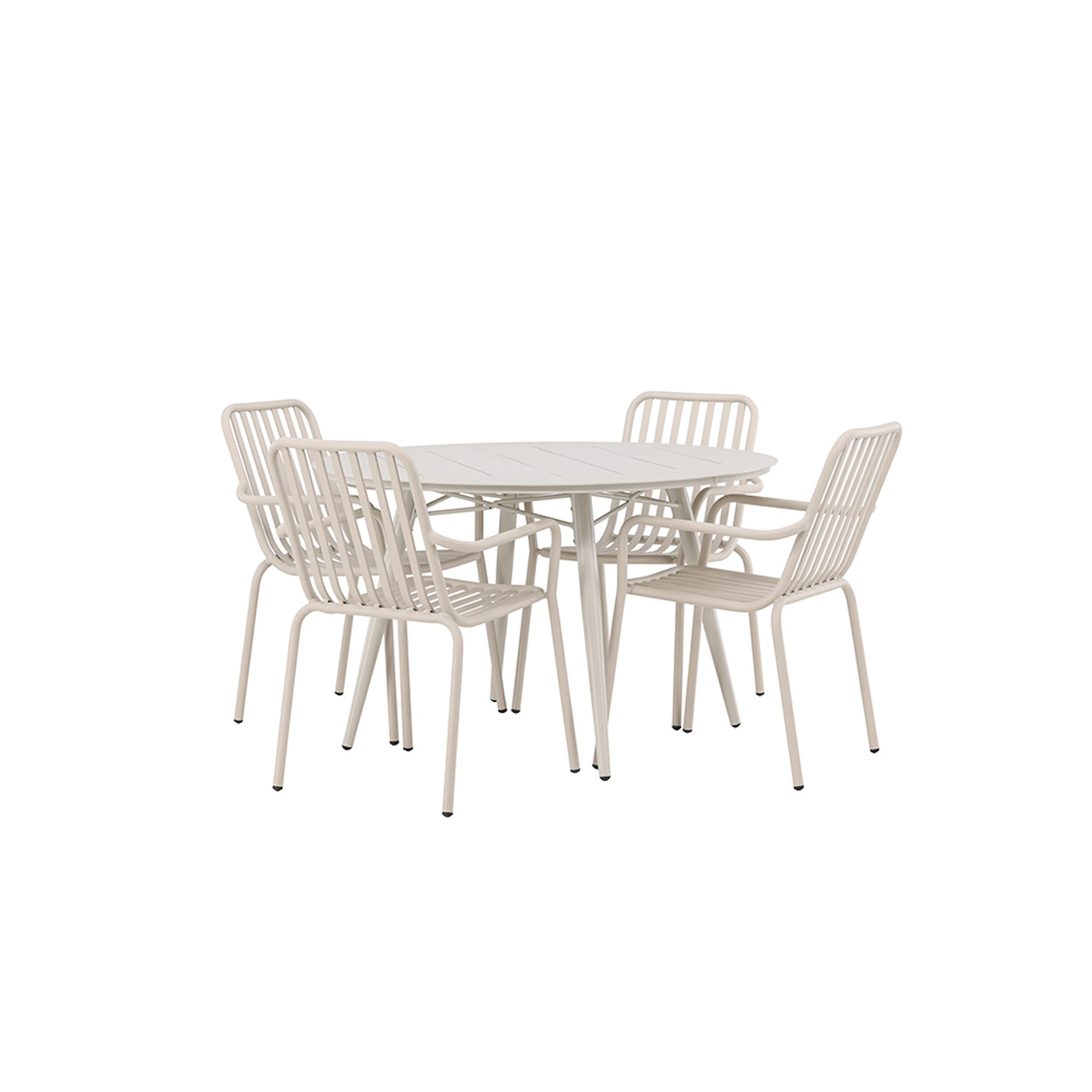 Lina Dining Table - Beige - Round 120 cm +Peking Diningchair Beige