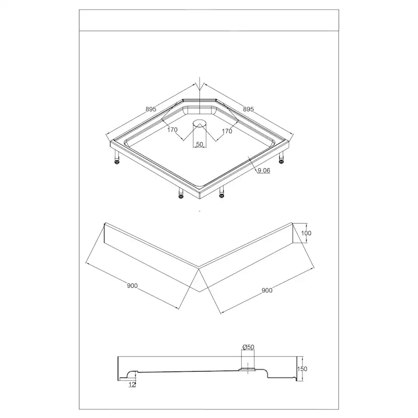 Duschkabin Bathlife Ideal 90x90 Rak