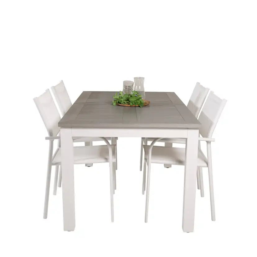 Albany Dining Table 152/210*90 - White Alu / Grey Aintwood+S Vit/Grå
