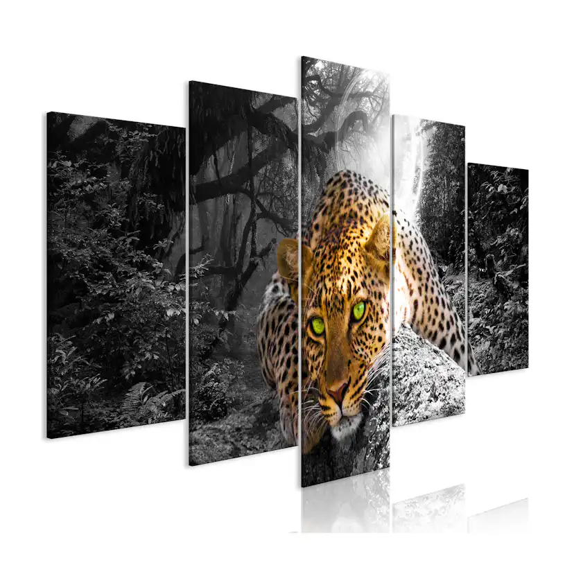 Tavla Arkiio Leopard Lying Grå 5 delar