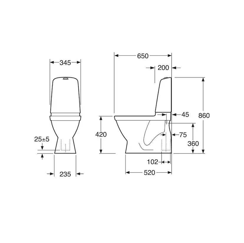 Toalettstol Gustavsberg Nautic 1500 C+ Limning Hygienic Flush Slim-Seat