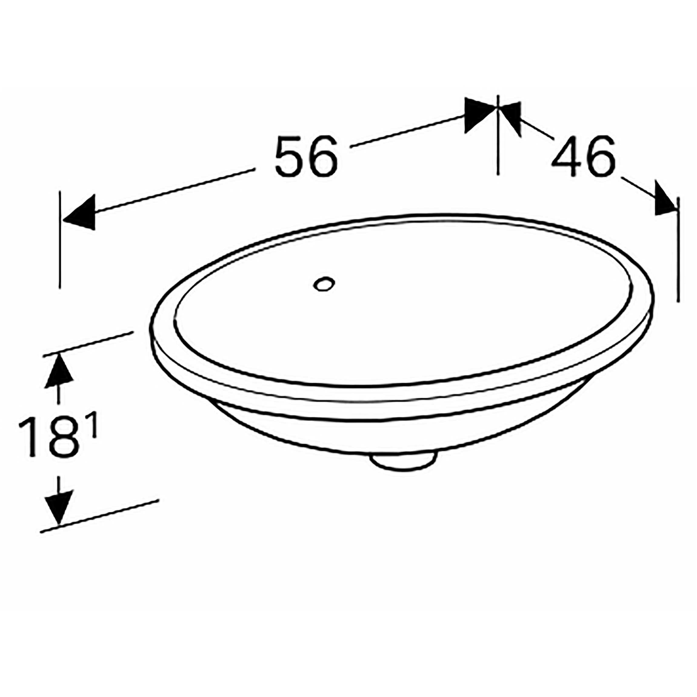 Tvättställ Geberit Variform 500 mm för underlimning Ovalt