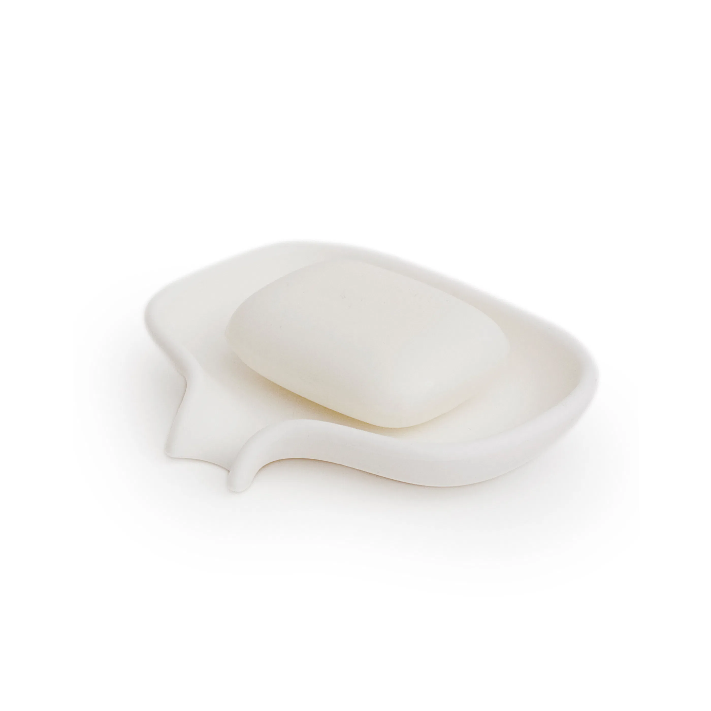 Tvålfat med avrinningspip - Vit. 13,5x10,5x2,5 cm. Silikon Färg: Vit