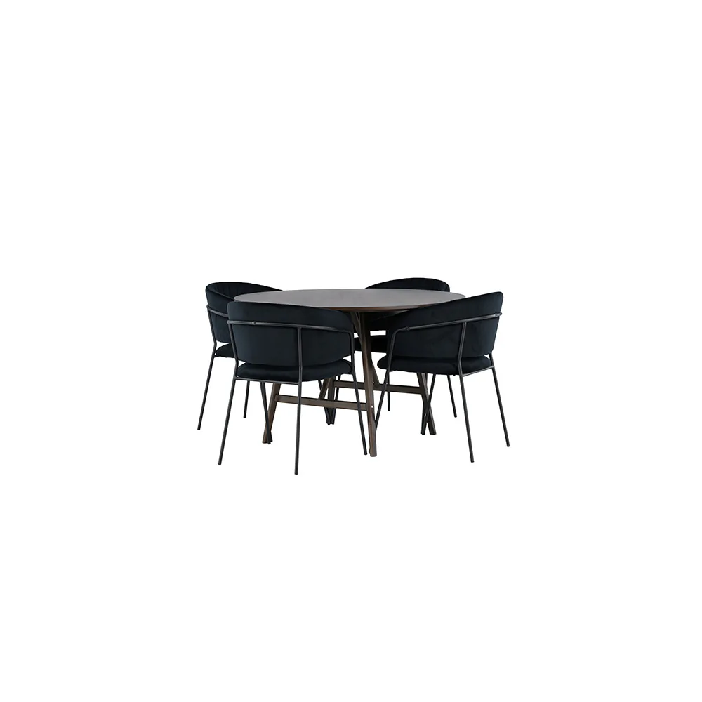 Matgrupp Venture Home Kaseidon Ø100 cm med 4 st Selma stolar