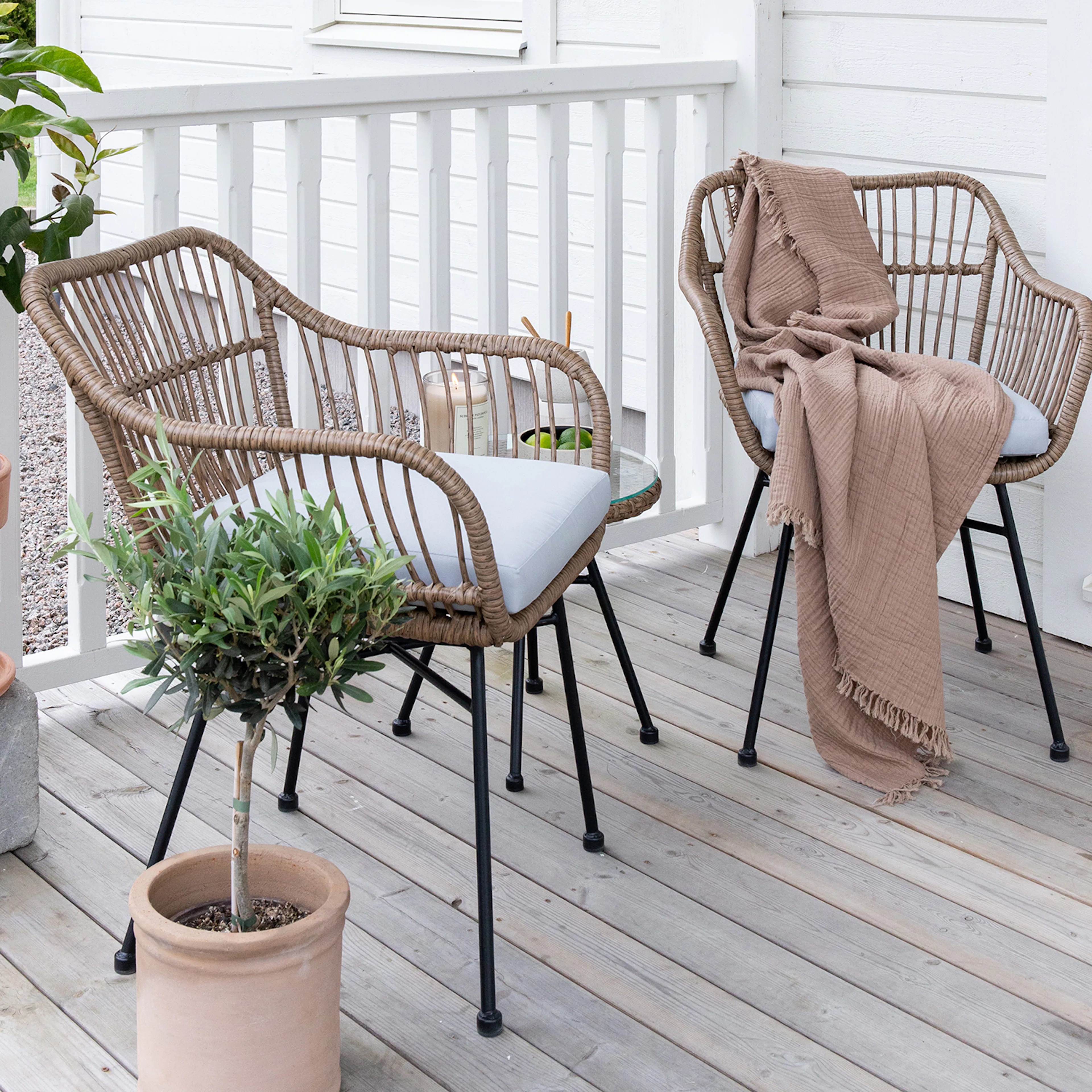 Viga - Balcony Set- Nature - Wicker - Natur/Svart