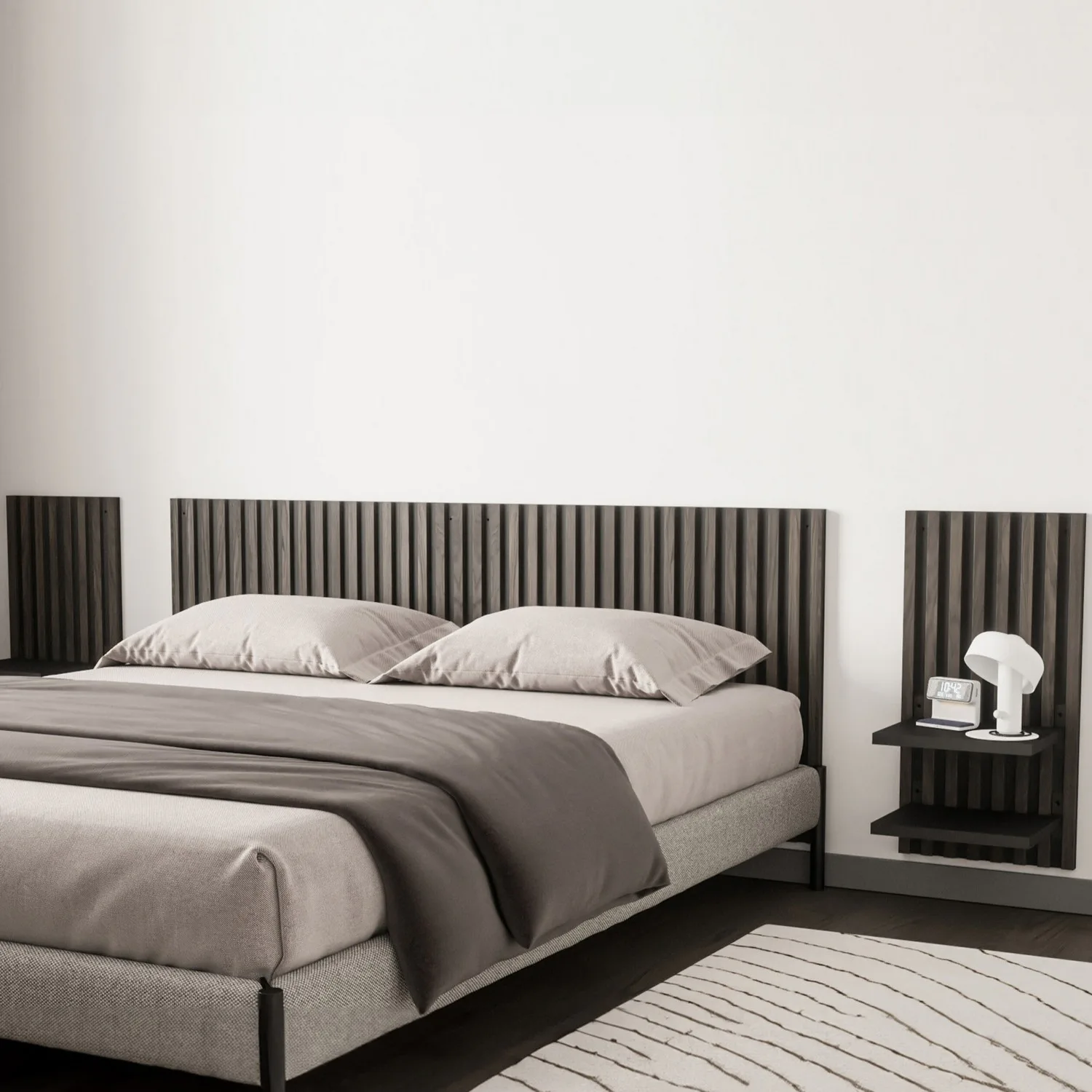 Pau Wall Panel- Bed Headboard W94,5 x H80 x D2,8 - Black/Moc Brun