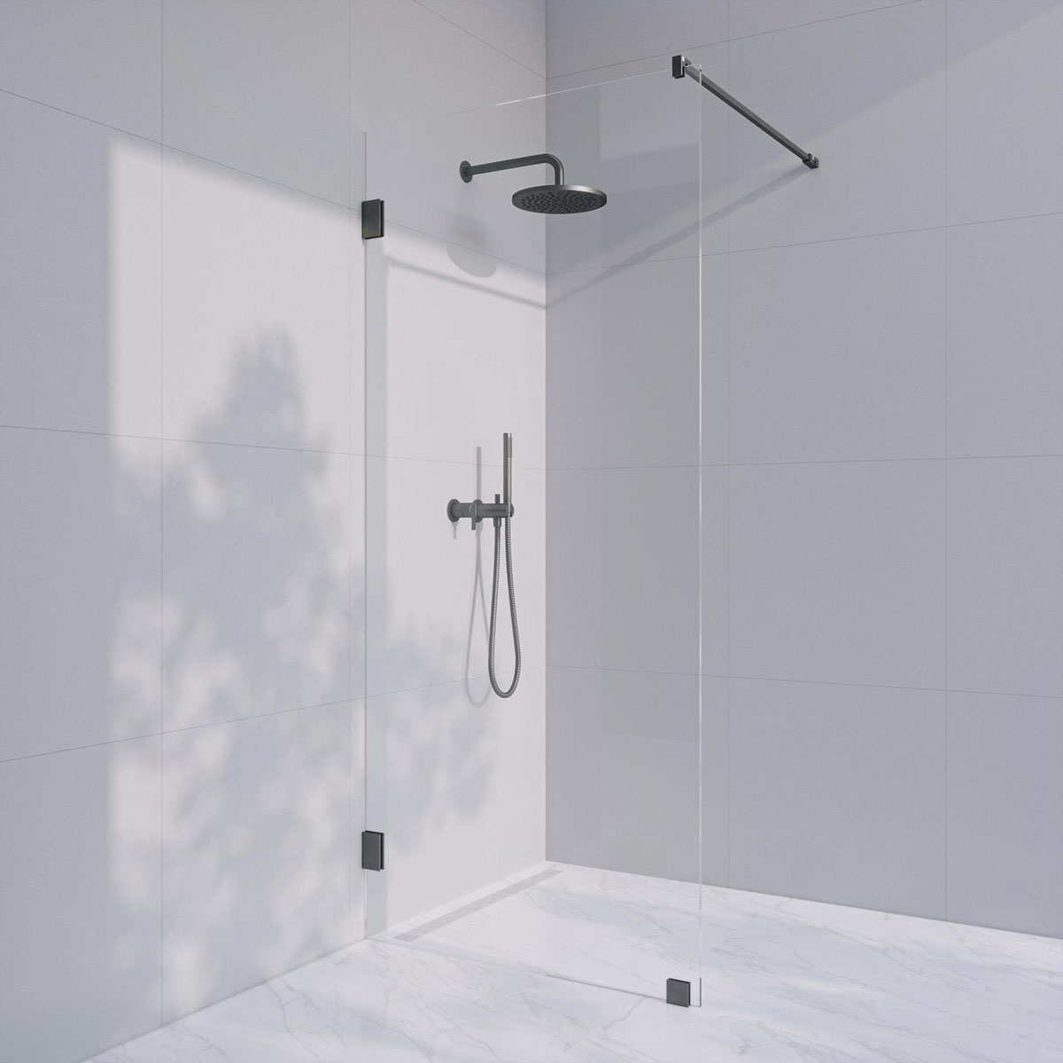 Invitrea Flair GH1/Högerhängd/80/Mattsvart/Ytbehandlat glas Glastyp: Ytbehandlat, Profil: Mattsvart, Hängning: Högerhängd, Bredd: 800 mm