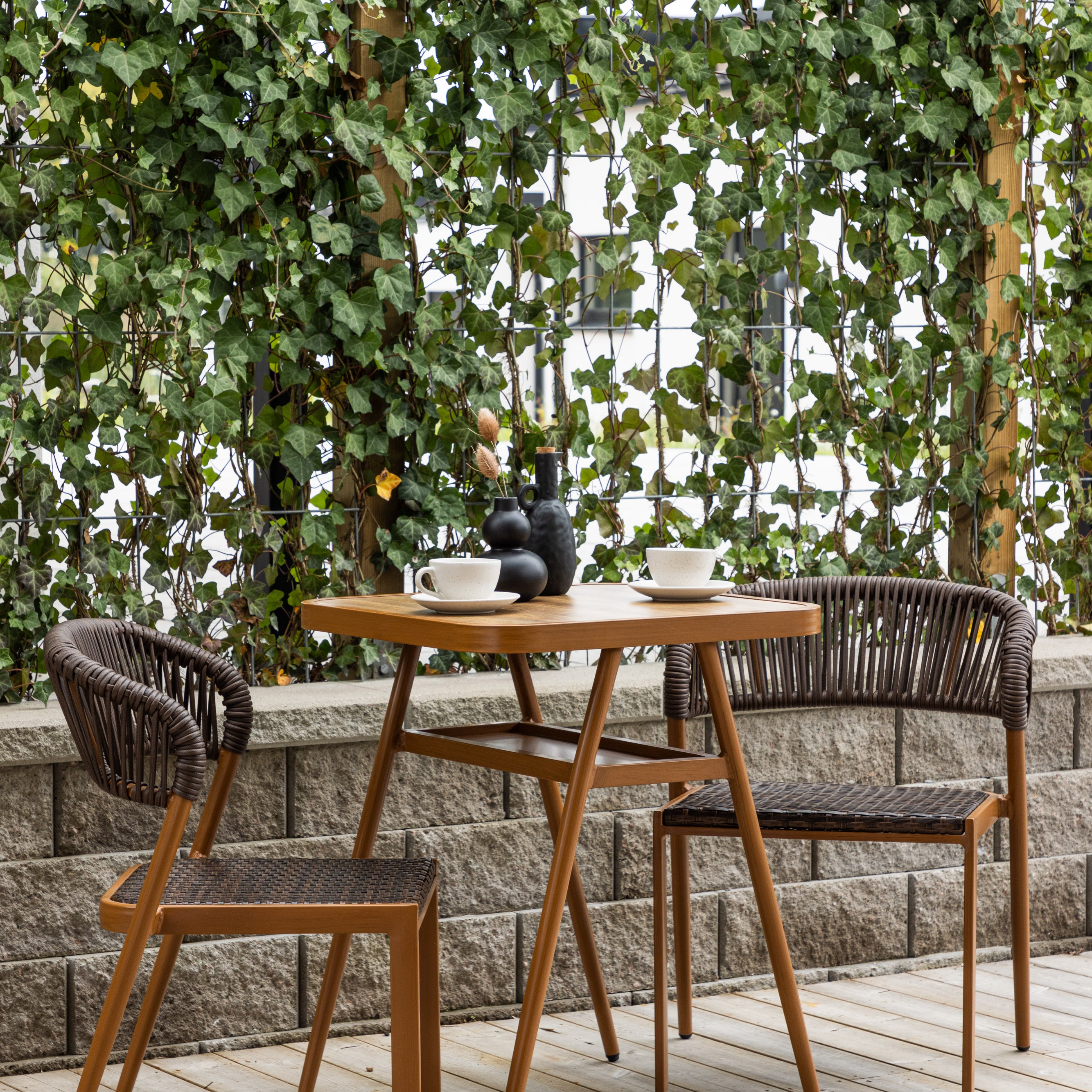 Caféset Venture Home Amadora Trädgårdsgrupp i Brun Aluminium