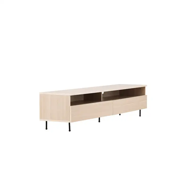 Navarra TV Bench - Matte black / Whitewash Vitpigmenterad Ek