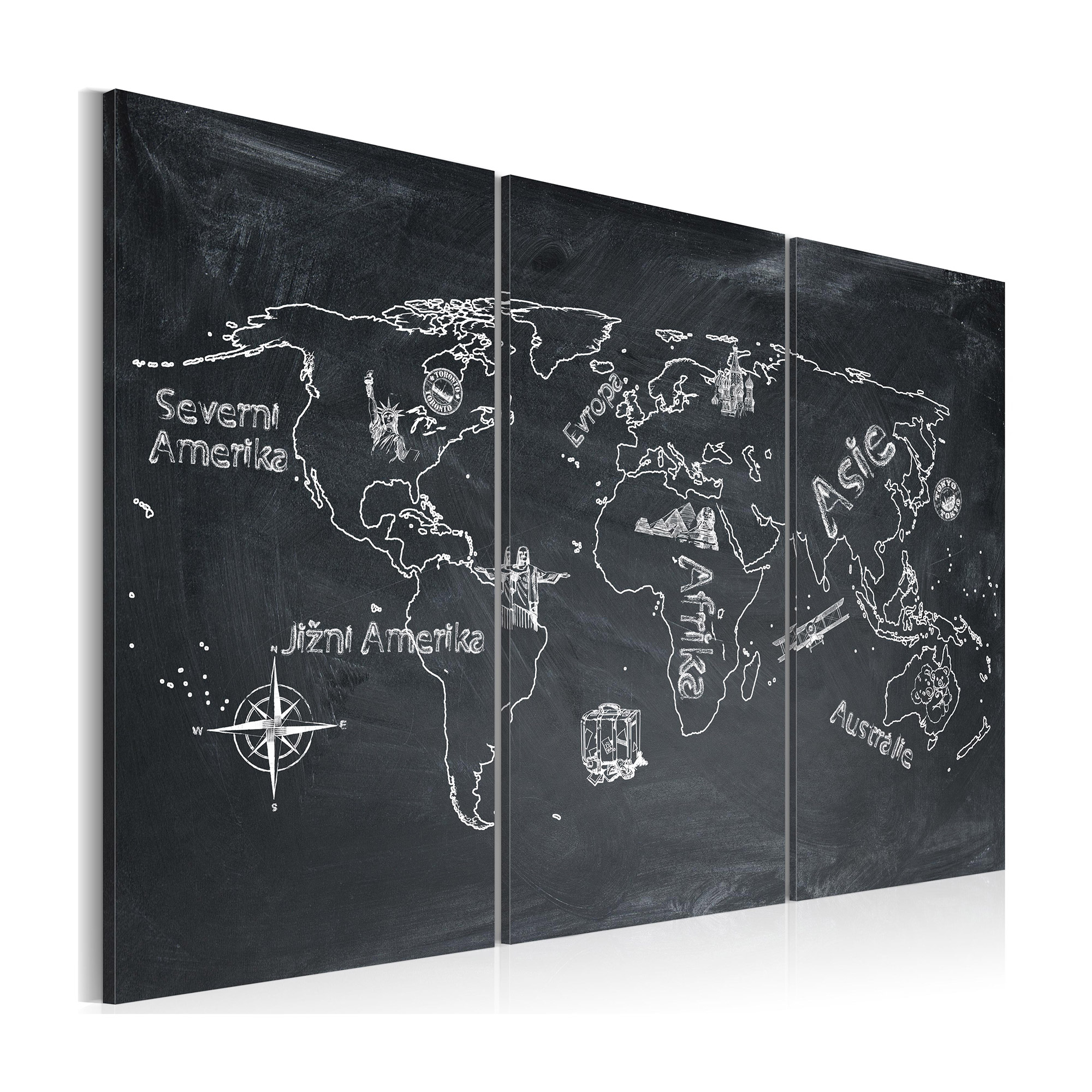 Tavla Arkiio Geografi Lektion Tjeckiska Språket Triptych