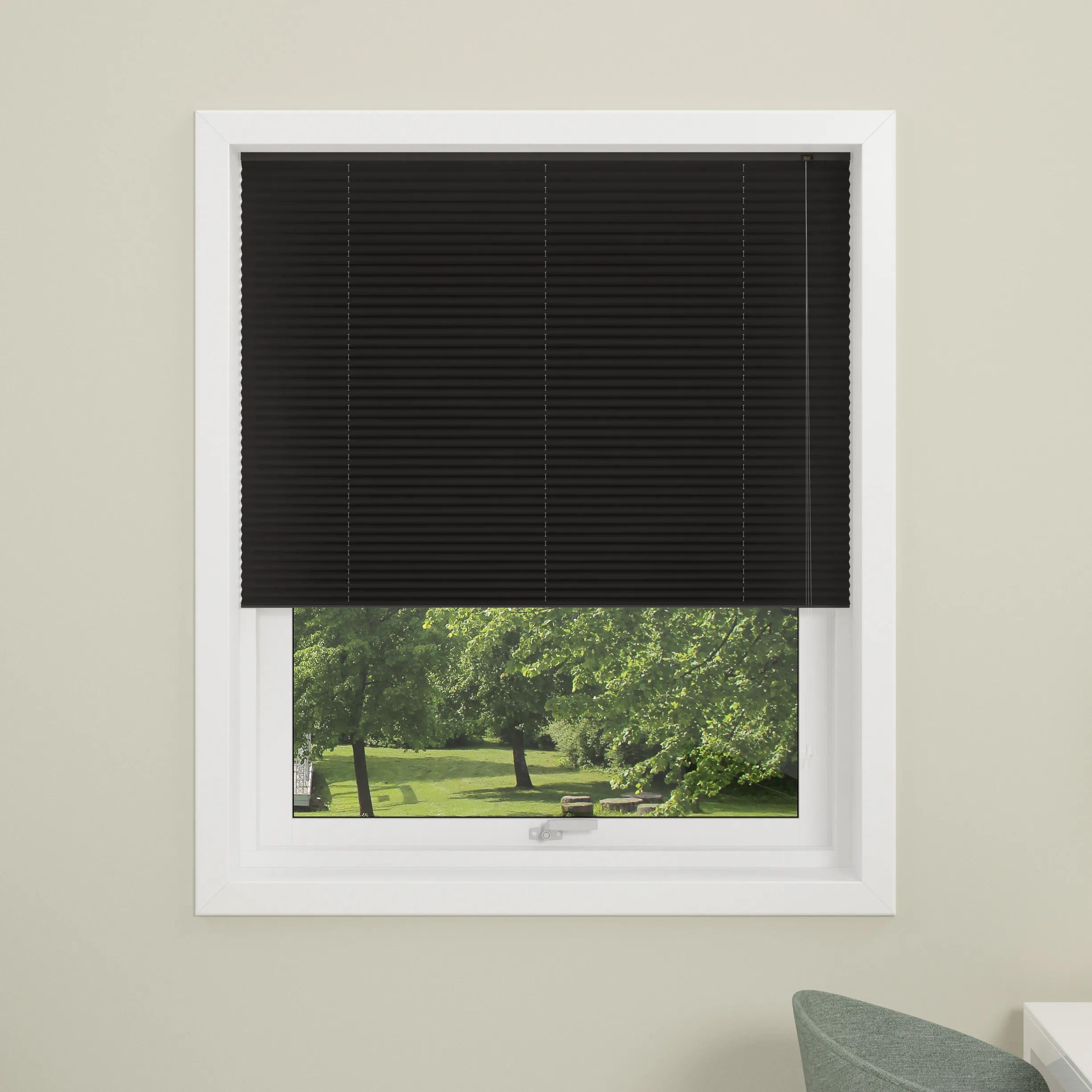 Plisségardin London svart 120x130 Bredd: 120 cm, Längd: 130 cm, Färg: Svart