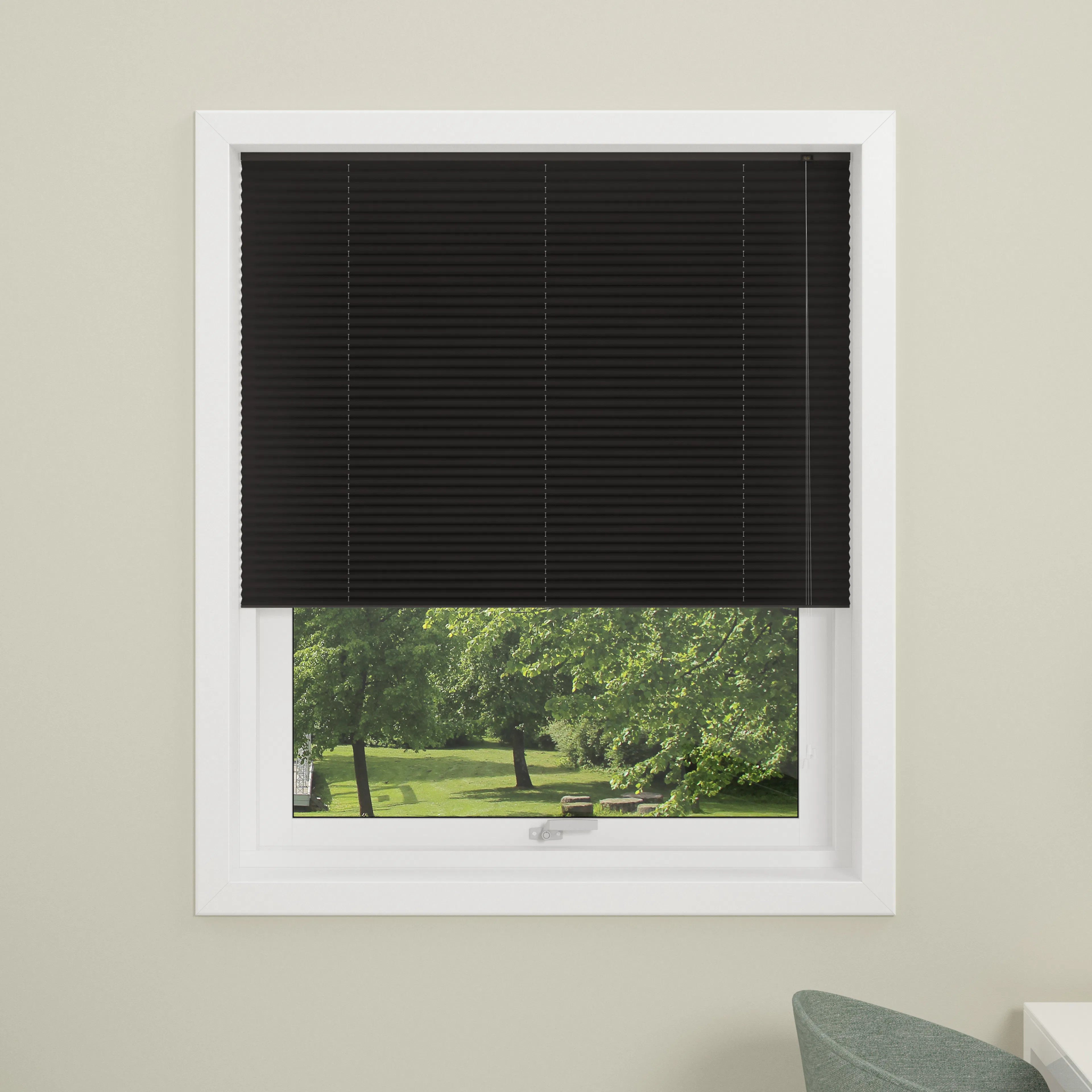 Plisségardin London svart 120x130 Bredd: 120 cm, Längd: 130 cm, Färg: Svart