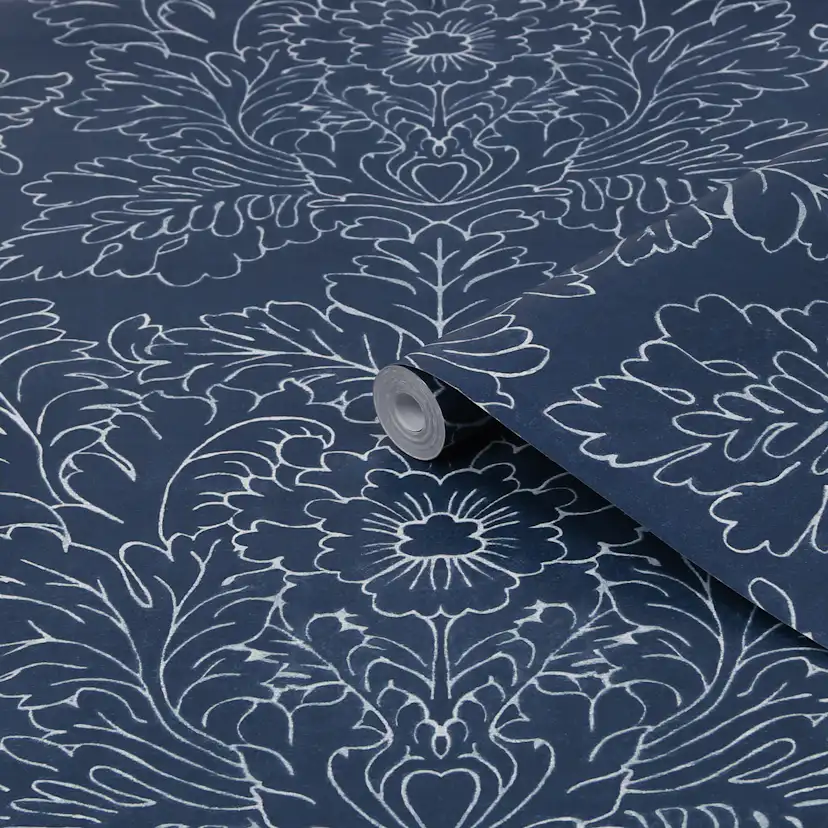 Tapet Laura Ashley Silchester Midnight Seaspray Blå 119852