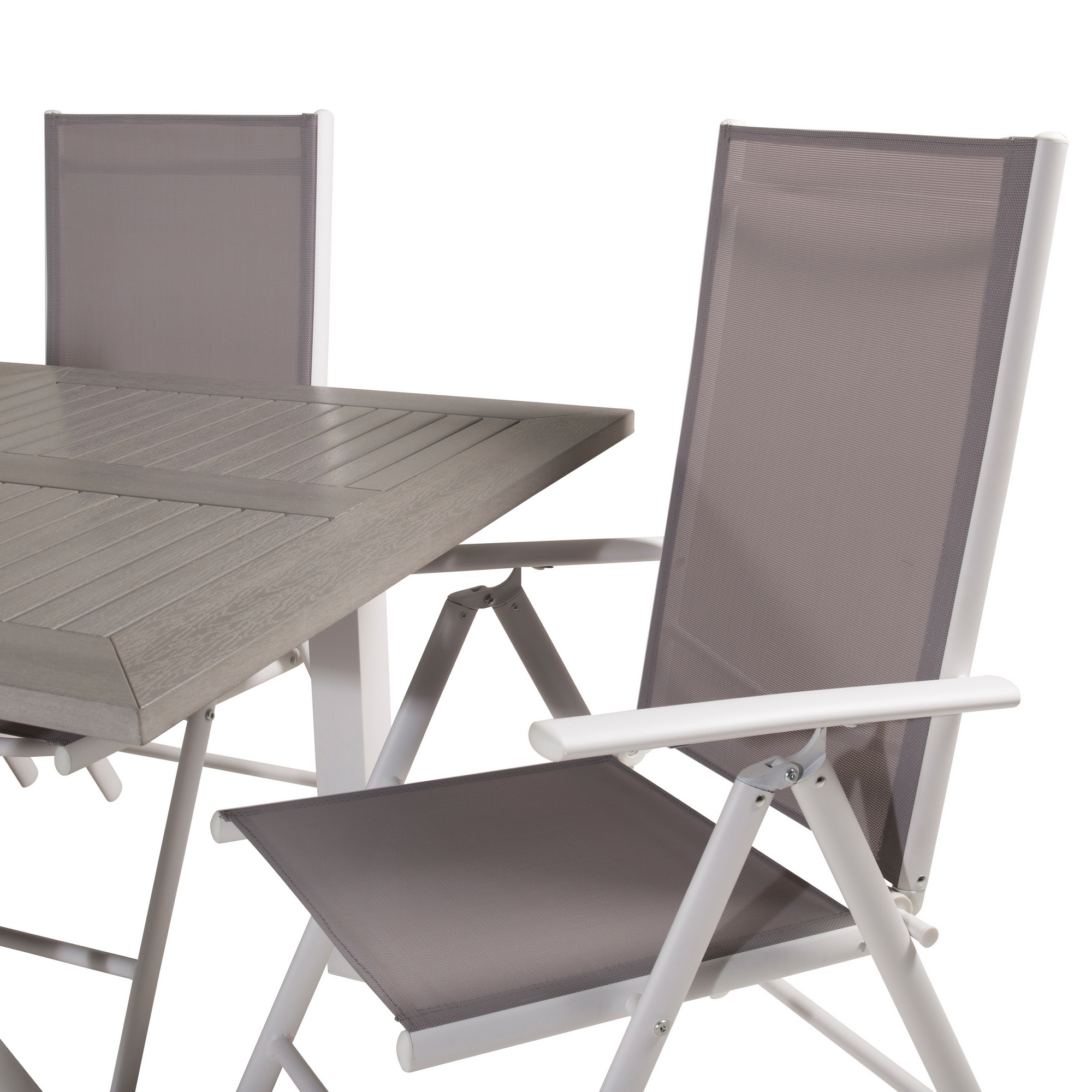 Albany Dining Table 152/210*90 - White Alu / Grey Aintwood+B Vit/Grå