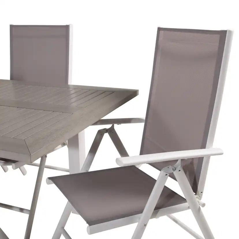 Albany Dining Table 152/210*90 - White Alu / Grey Aintwood+B Vit/Grå
