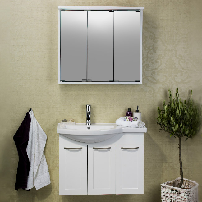 Möbelpaket Noro Fix Matt Vit Ramlucka Spegelskåp