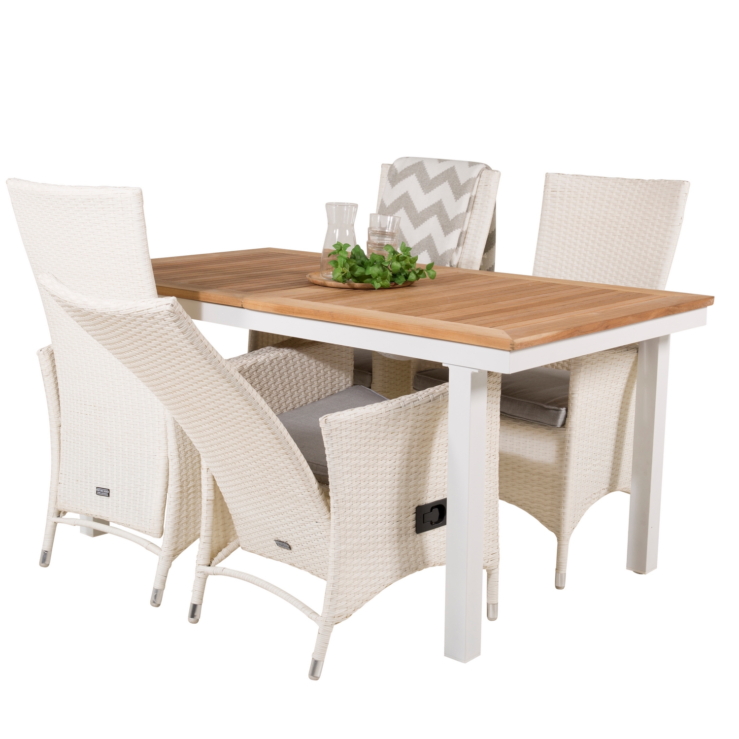 Panama Dining Table 160/240*90 - White Alu / Teak+Padova Arm Blanka Ben